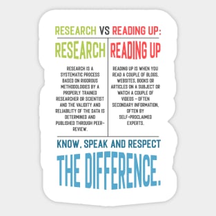 Research Vs Reading Up Sticker